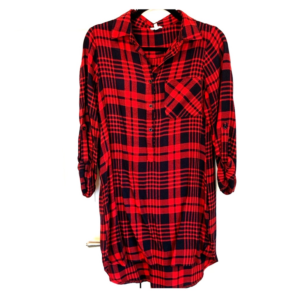 En Creme Flannel Shirt Dress/Tunic